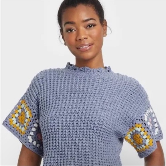 Universal Thread | Sweaters | New S Lilac Short Sleeve Granny Square  Crochet Sweater Universal Thread Purple | Poshmark